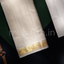 Load image into Gallery viewer, Premium Off-White Pure Silk Dhoti with Angavastram