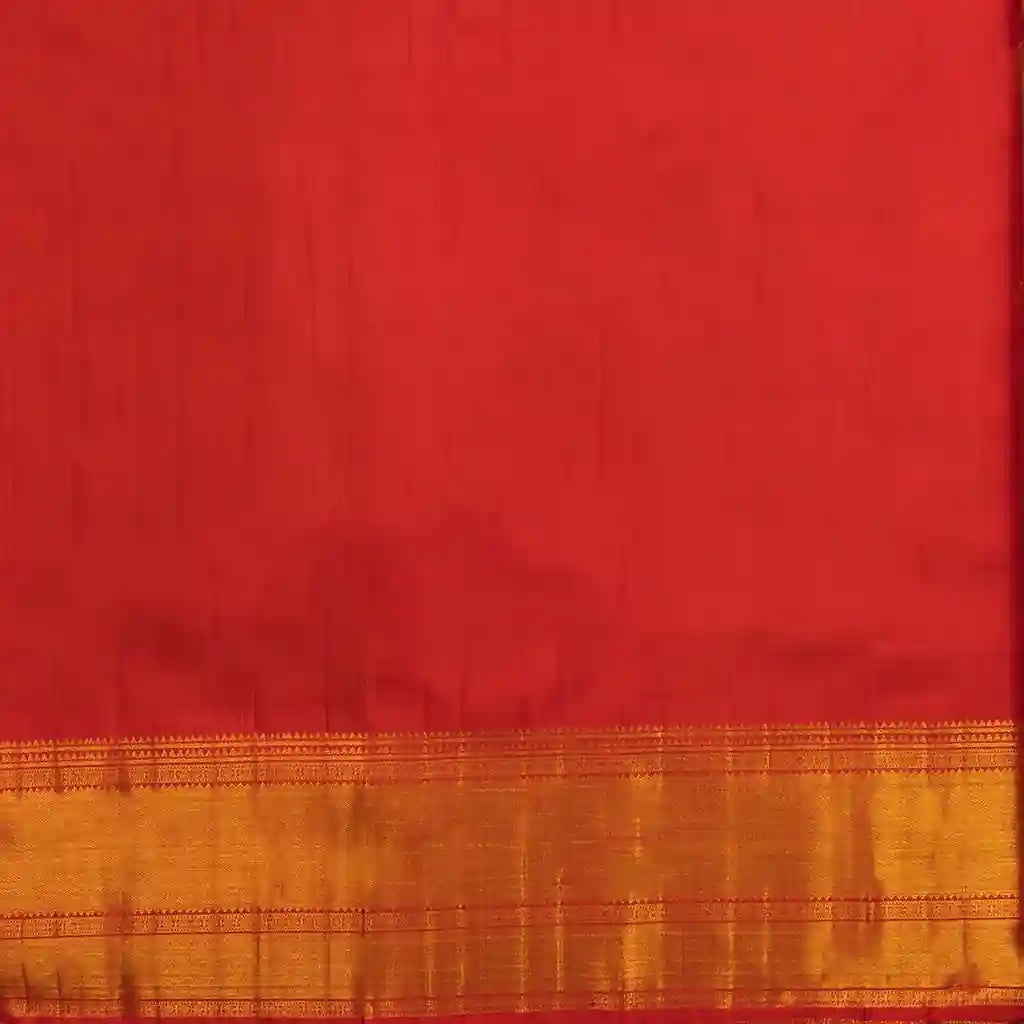 Kanjivaram Green Silk Saree with Red