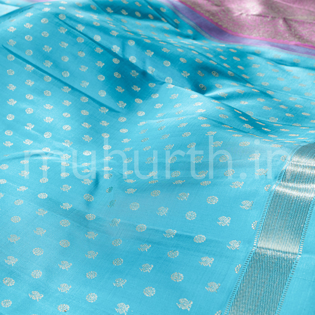 Ananda Blue 1000  Butta Kanjivaram Silk Saree