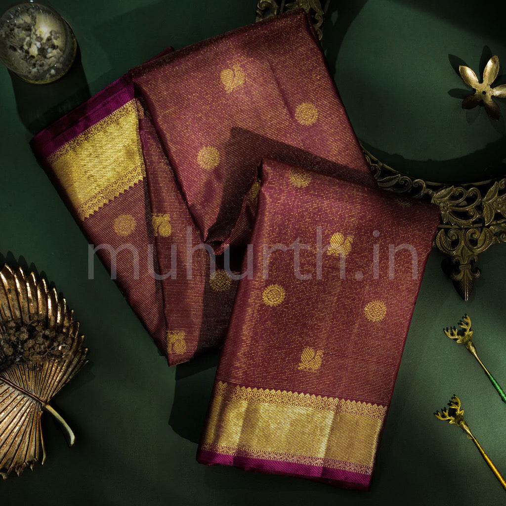 Arakku Vaira Oosi Pure Zari Kanjivaram Silk Saree