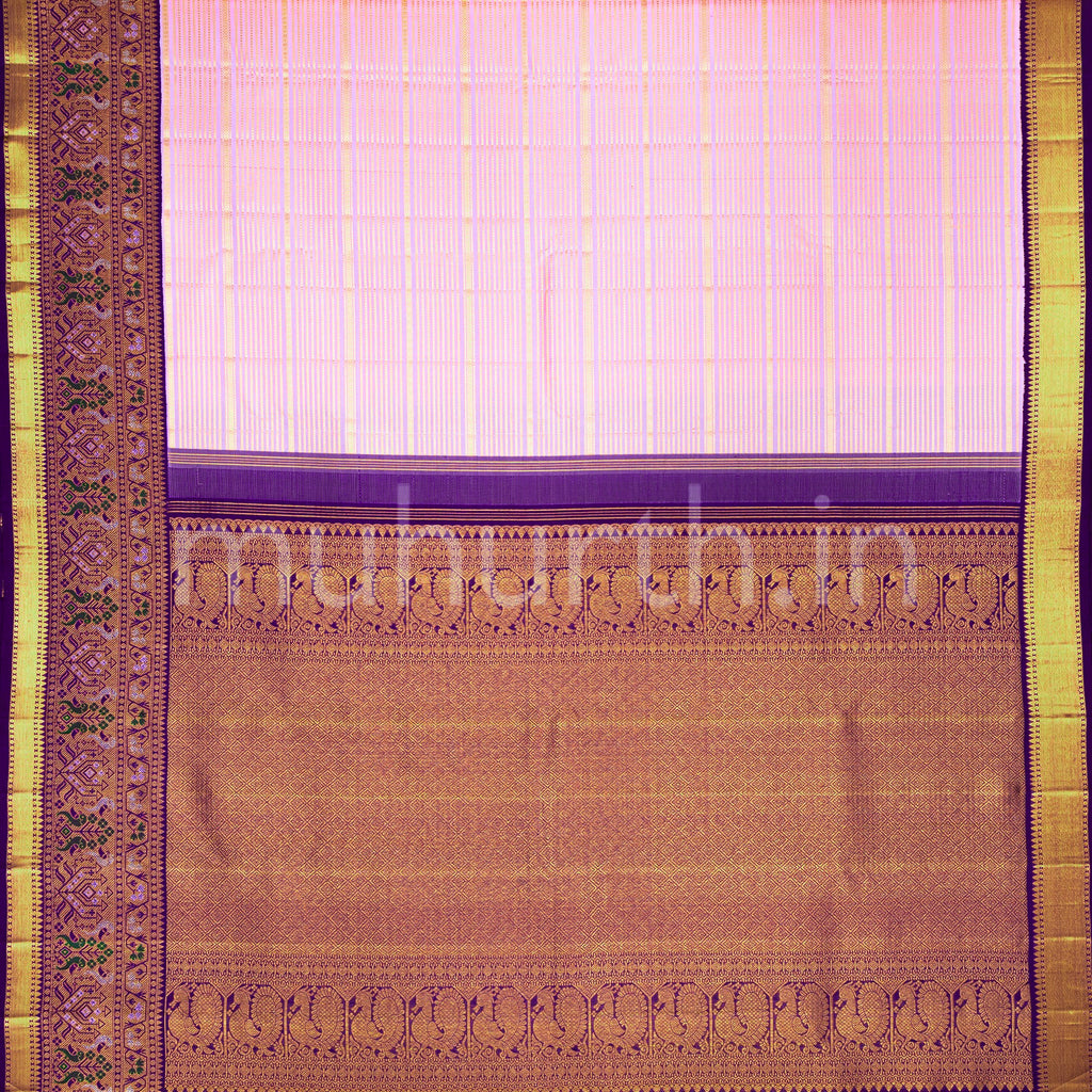 Light Pink Kanjivaram Silk Saree with Magenta