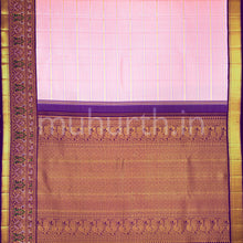 Load image into Gallery viewer, Light Pink Kanjivaram Silk Saree with Magenta