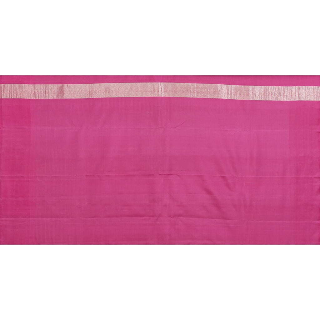 Light Elaichi Checks Kanjivaram Silk Saree with Tissue Pink