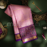 Light Pink Kanjivaram Silk Saree with Magenta