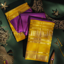 Load image into Gallery viewer, Magenta Pure Kanjivaram Silk Saree with Golden Mustard