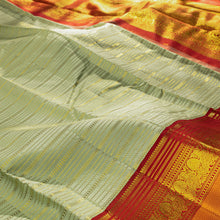 Load image into Gallery viewer, Elaichi Green Silk Saree with Bright Red