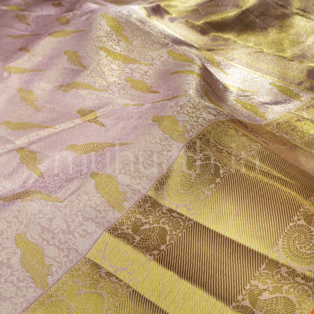 Light Pink Bridal Tissue Pure Kanjivaram Silk Saree