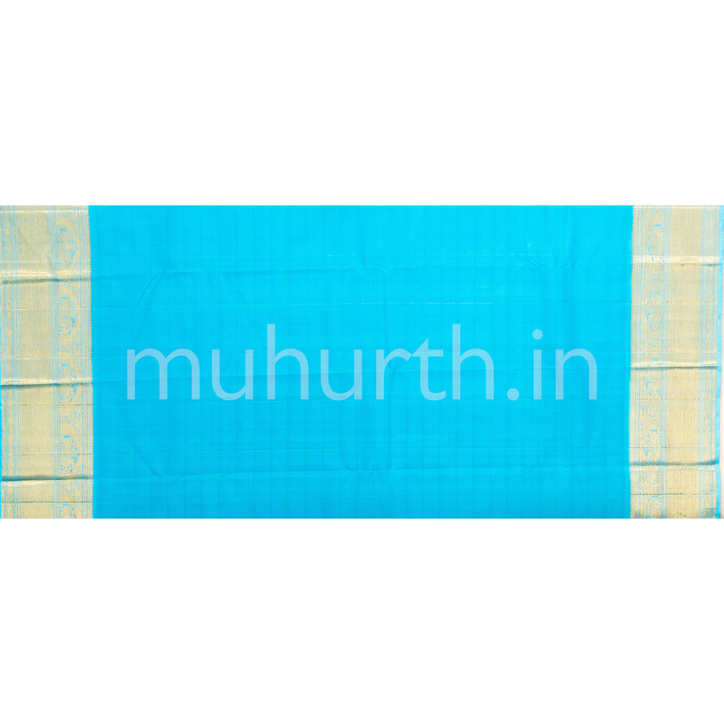 Royal Blue Veldhari Kanjivaram Silk Saree with Ananda Blue