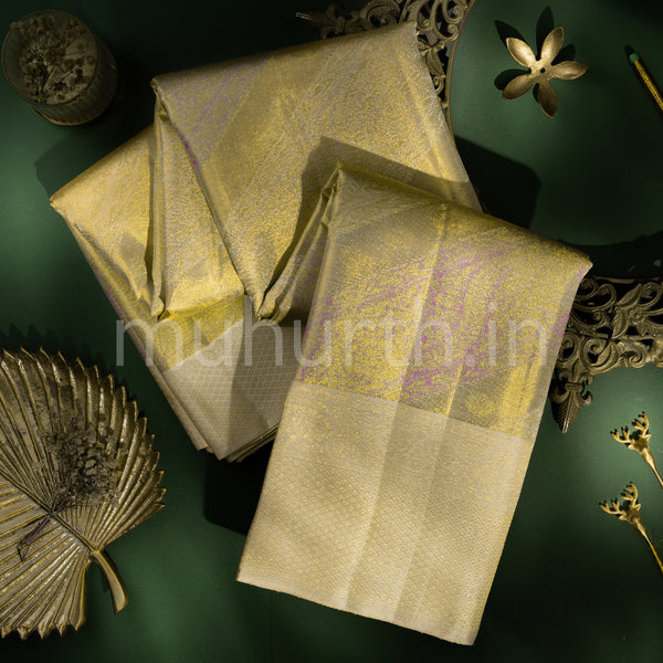 Rangkat Varnam Tissue Kanjivaram Silk Saree with Off-White