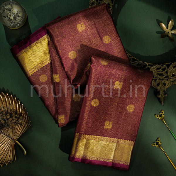 Arakku Vaira Oosi Pure Zari Kanjivaram Silk Saree