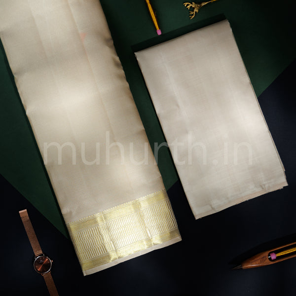 Premium Sandal Pure Silk Dhoti with Angavastram