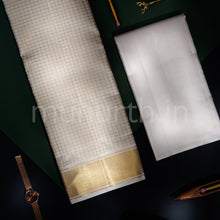 Load image into Gallery viewer, Premium Off-White Pure Silk Dhoti with Angavastram