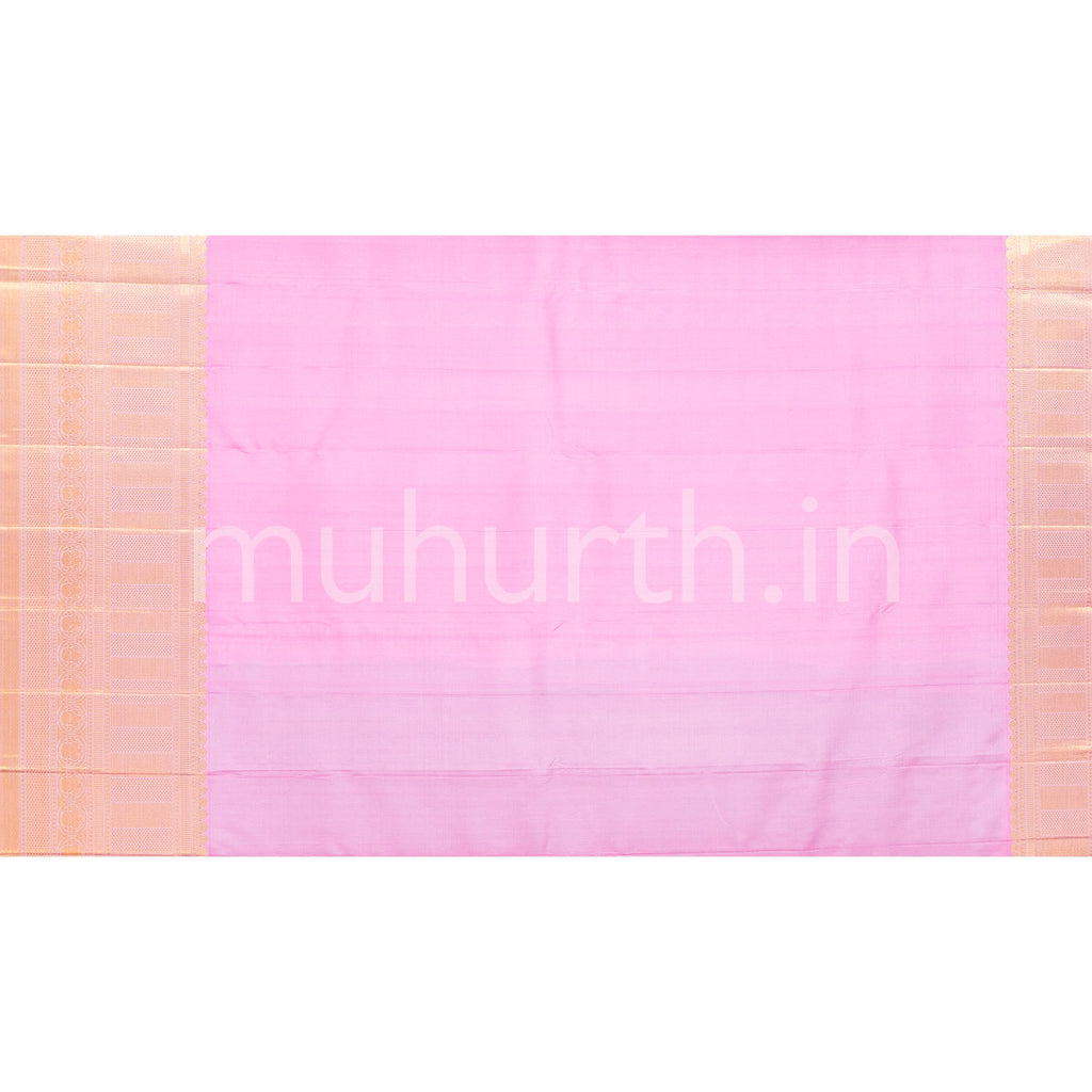 Dark Green Kanjivaram Silk Saree with Pink