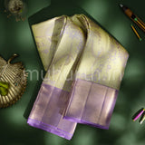 Kanjivaram Light Elaichi Green Silk Saree with Lavender