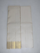 Load image into Gallery viewer, Off-White Kanjivaram Silk Dhoti and Angavasthram with Shirt Fabric