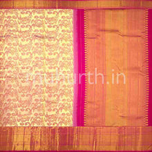 Load image into Gallery viewer, Kanjivaram Off White tissue with Rose Silk Saree