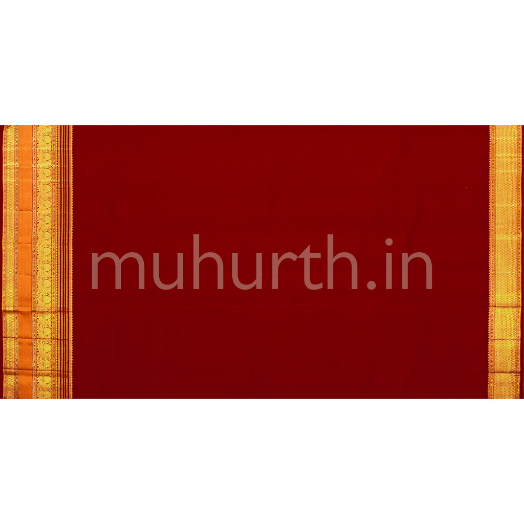 Elaichi Green Silk Saree with Bright Red