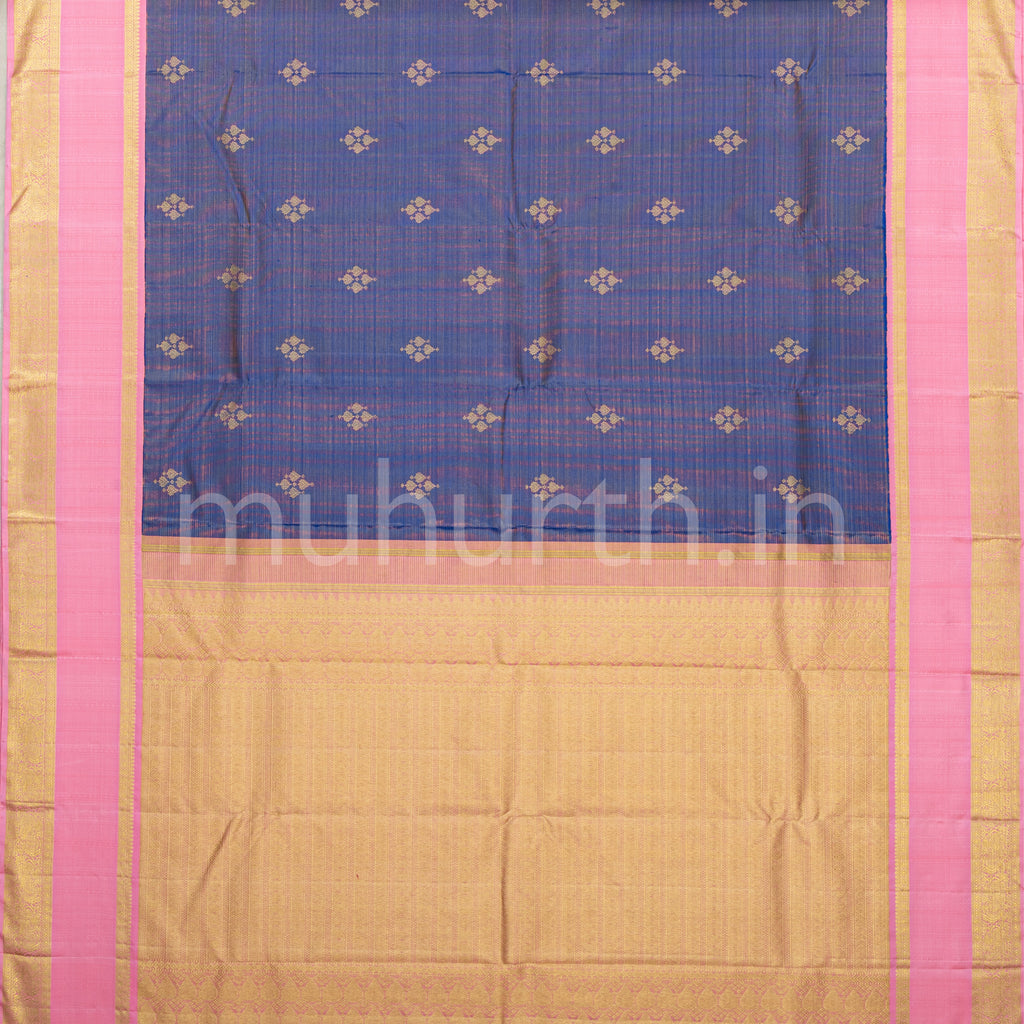 Violet Tissue Vaira Oosi Kanjivaram Silk Saree with Light Pink