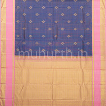 Load image into Gallery viewer, Violet Tissue Vaira Oosi Kanjivaram Silk Saree with Light Pink