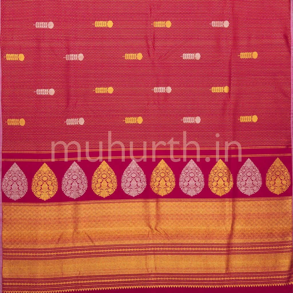 Red Shot Rose Kanjivaram Silk Saree