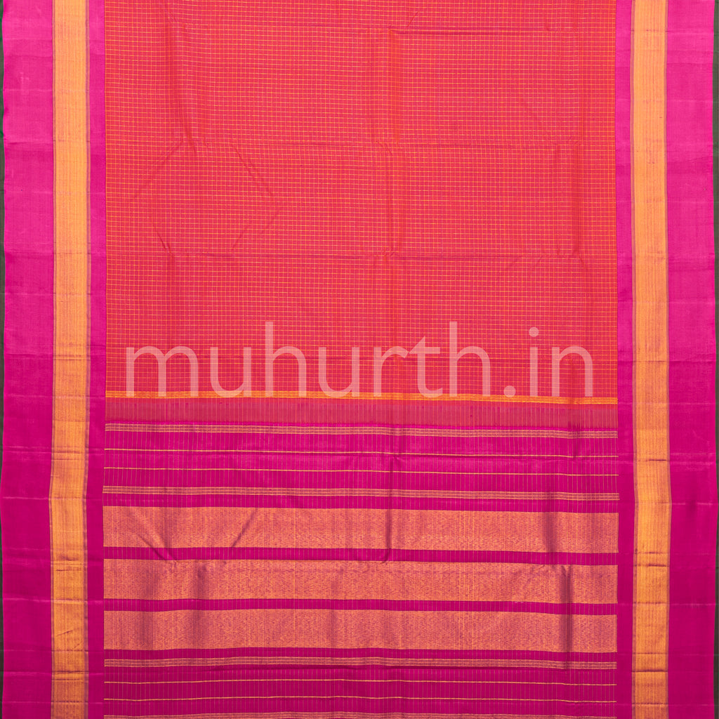 Red Kanjivaram Silk Saree with Magenta