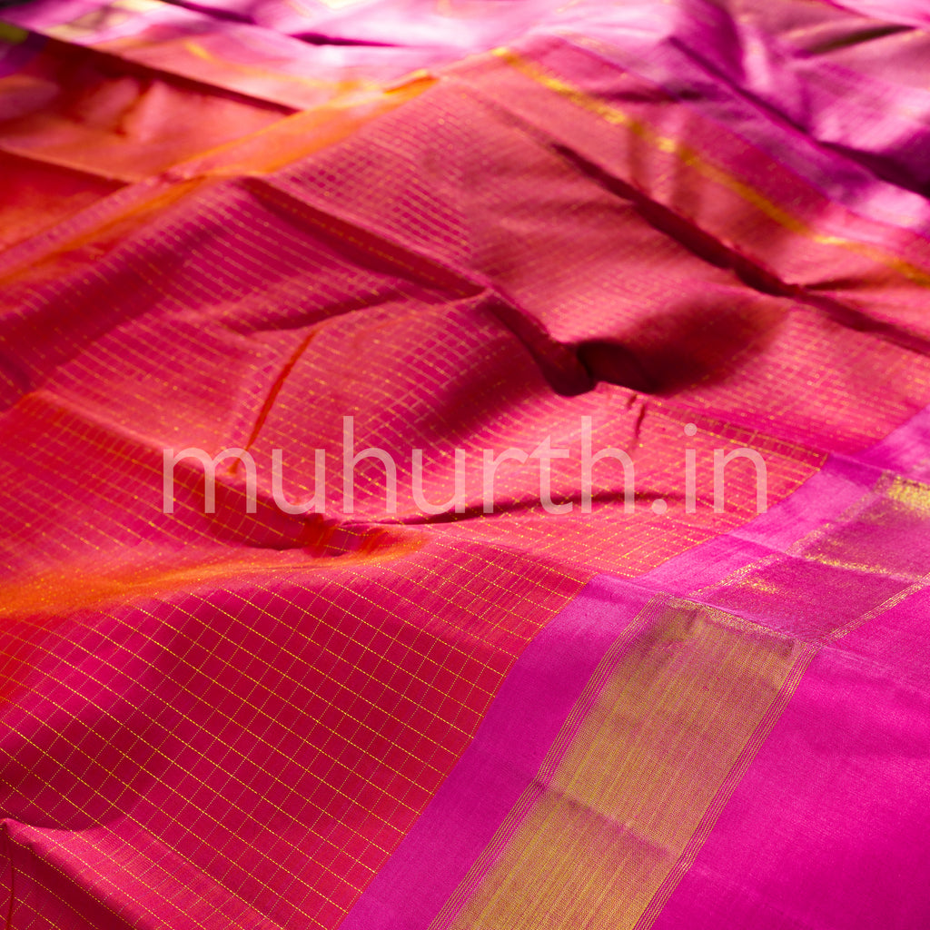 Red Kanjivaram Silk Saree with Magenta