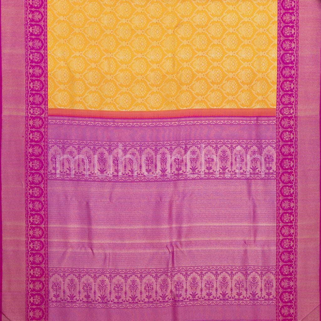 Orange Kanjivaram Silk Saree with Rose