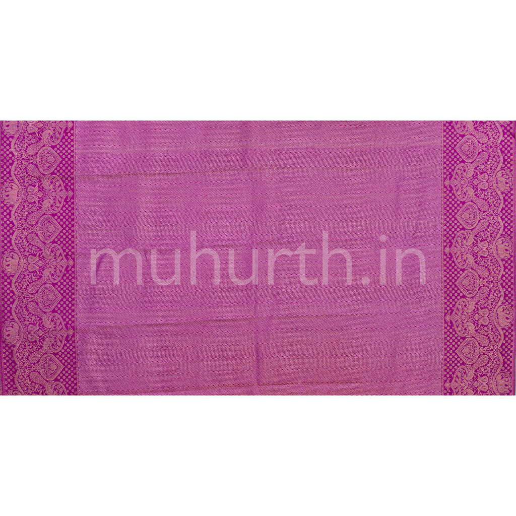 Bare Pink Kanjivaram Silk Saree with Magenta