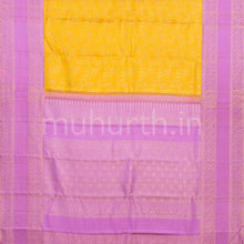 Load image into Gallery viewer, Golden Mustard Kanjivaram Silk Saree with Lilac