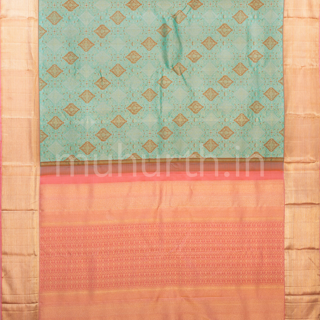 Light Rexona Kanjivaram Silk Saree with Peach