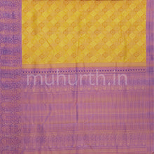 Load image into Gallery viewer, Mango Yellow Kanjivaram Silk Saree with Magenta