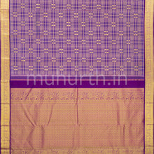 Load image into Gallery viewer, Dark Lilac Kanjivaram Silk Saree with Magenta