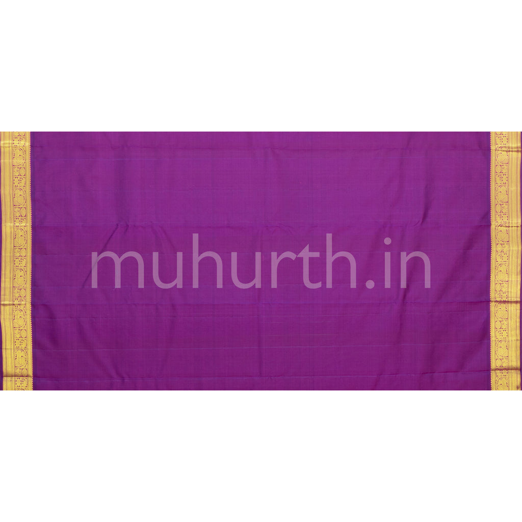 Dark Lilac Kanjivaram Silk Saree with Magenta