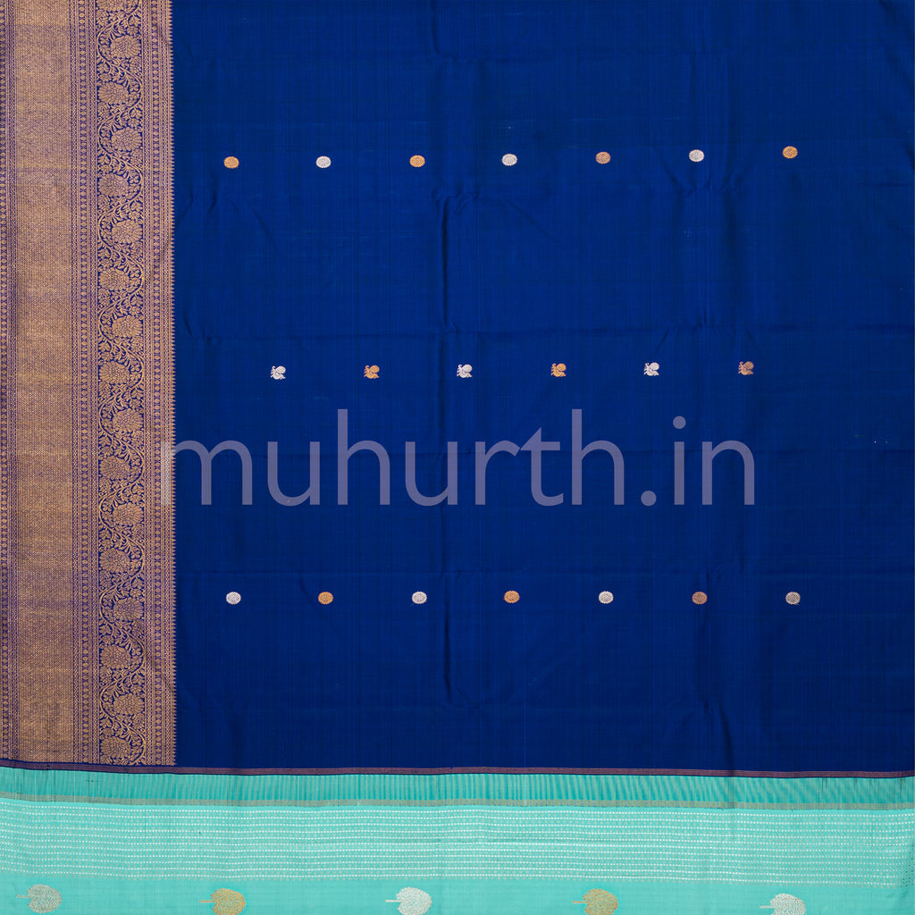 Ananda Blue Partly Kanjivaram Silk Saree