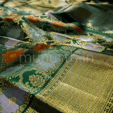 Load image into Gallery viewer, Dark Green Rangkat Luxury Kanjivaram Silk Saree