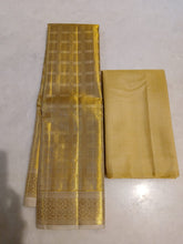 Load image into Gallery viewer, Premium Off-White Tissue Pure Silk Dhoti with Angavastram