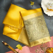 Load image into Gallery viewer, Kanjivaram Golden Mustard Silk Saree with Light Lemon