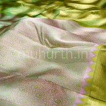 Load image into Gallery viewer, Kanjivaram Peach Silk Saree with Light Green