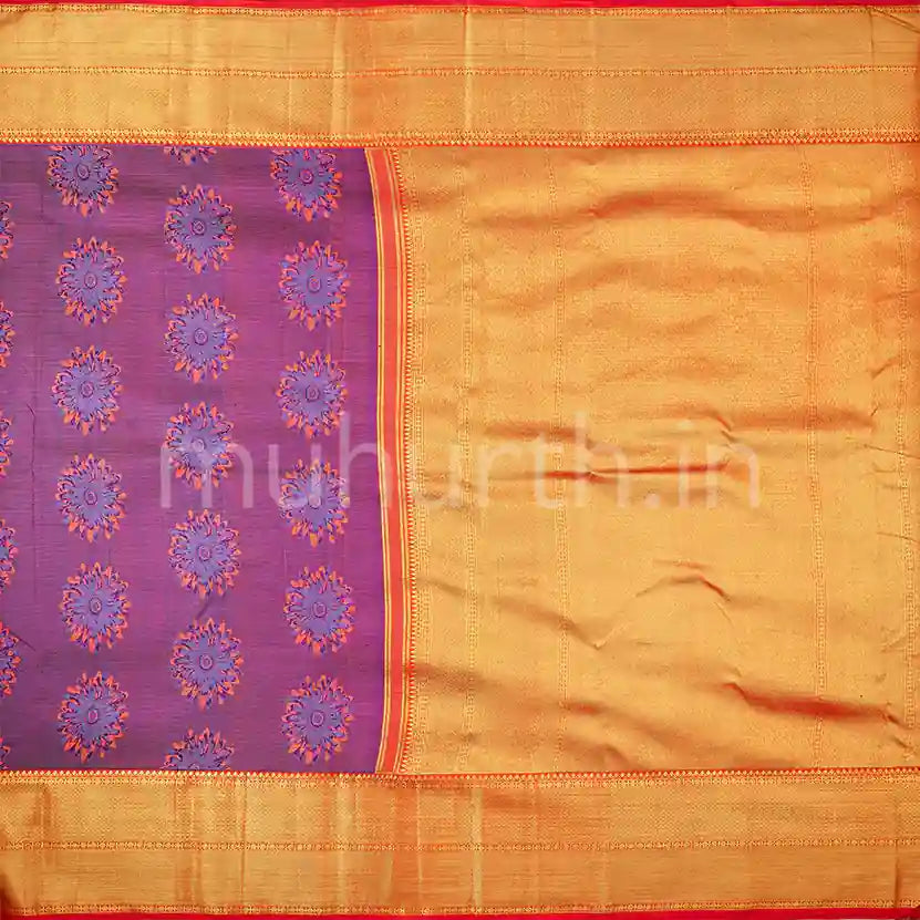 Kanjivaram Violet Silk Saree with Red