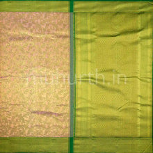 Load image into Gallery viewer, Kanjivaram Pastel Pink Silk Saree with Green