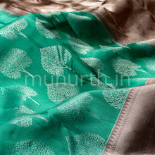 Load image into Gallery viewer, Kanjivaram Rexona Green Silk Saree with Light Brown