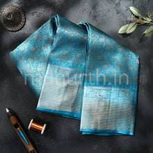 Load image into Gallery viewer, Kanjivaram Blue Silk Saree with Copper Zari