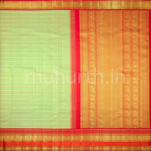 Load image into Gallery viewer, Elaichi Green Kanjivaram Silk Saree with Red