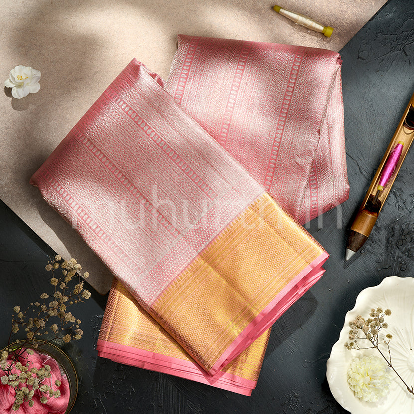 Kanjivaram Peach Silk Saree