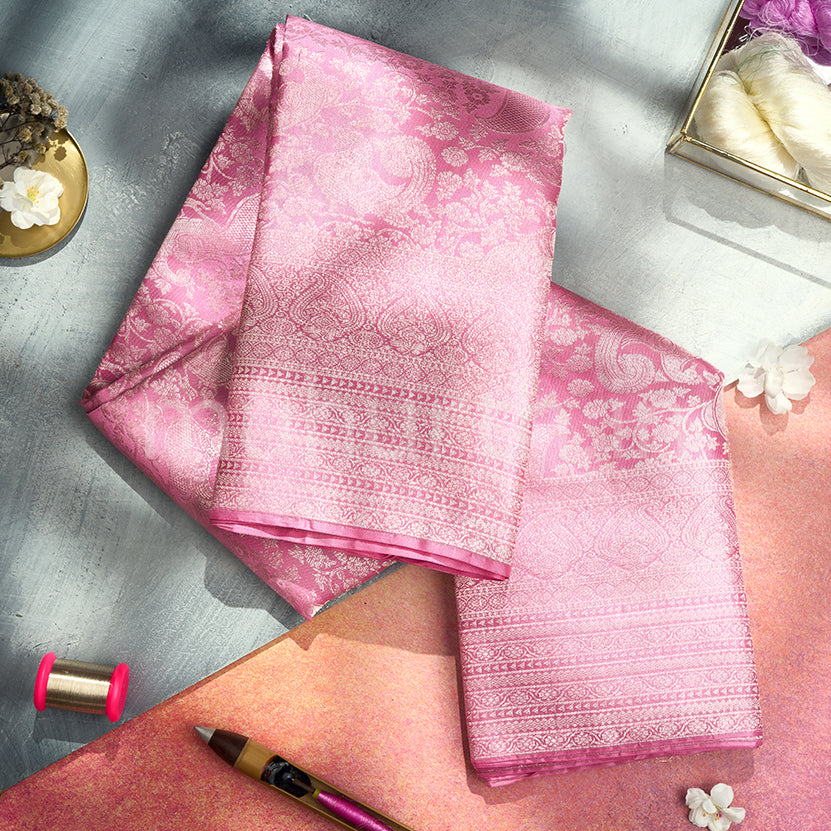 Kanjivaram Baby Pink Silk Saree
