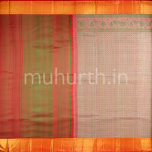 Load image into Gallery viewer, Kanjivaram Rainforest Grey Silk Saree with Red