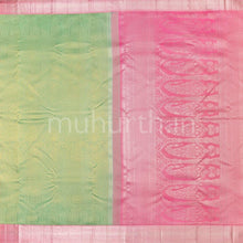 Load image into Gallery viewer, Kanjivaram Rexona Green Silk Saree With Peach