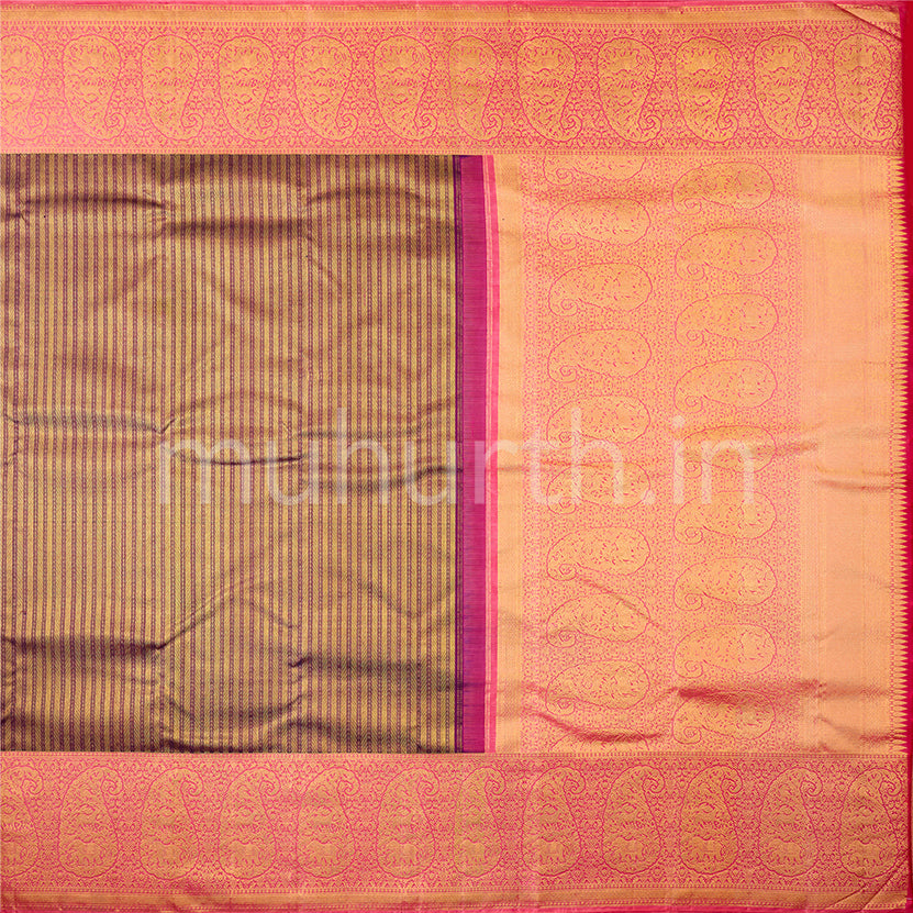 Kanjivaram Magenta Silk Saree with Pink